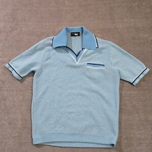 Vtg Terry Cloth Polo Shirt Mens Large Surfer 70s Coastal Skater Hippie Beachy
